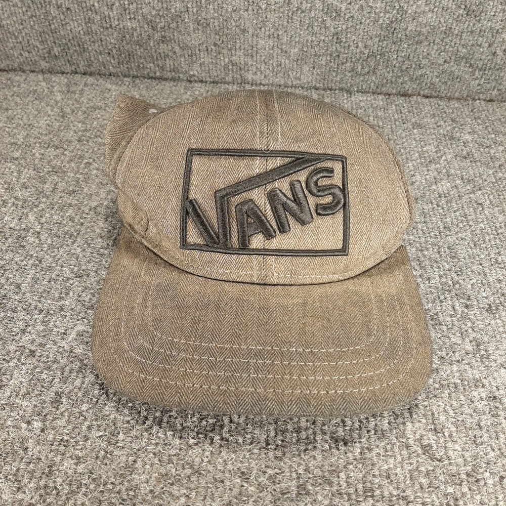 Vans Hat Herringbone Snapback Adjustable OSFM Brown Mens Skater Cap